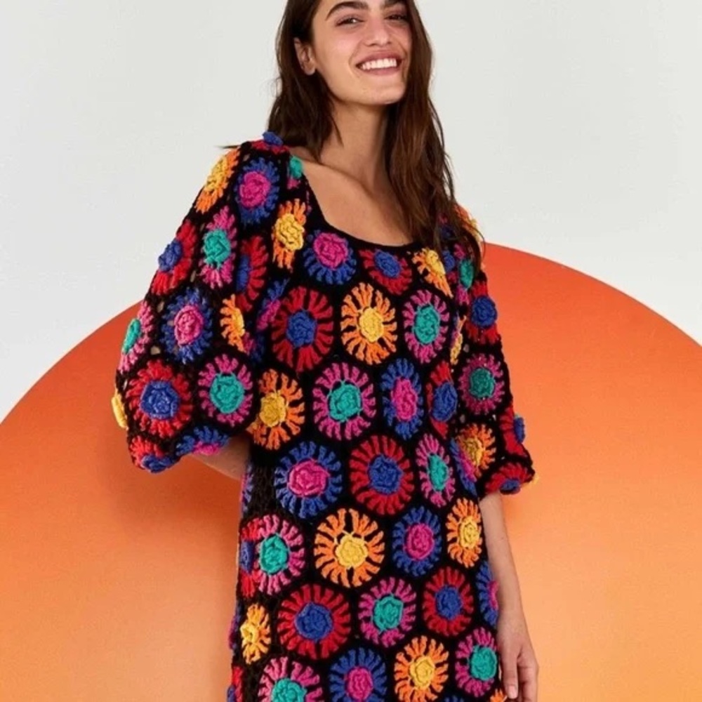 FARM Rio Crochet Flowers Mini Dress Size S – NWT